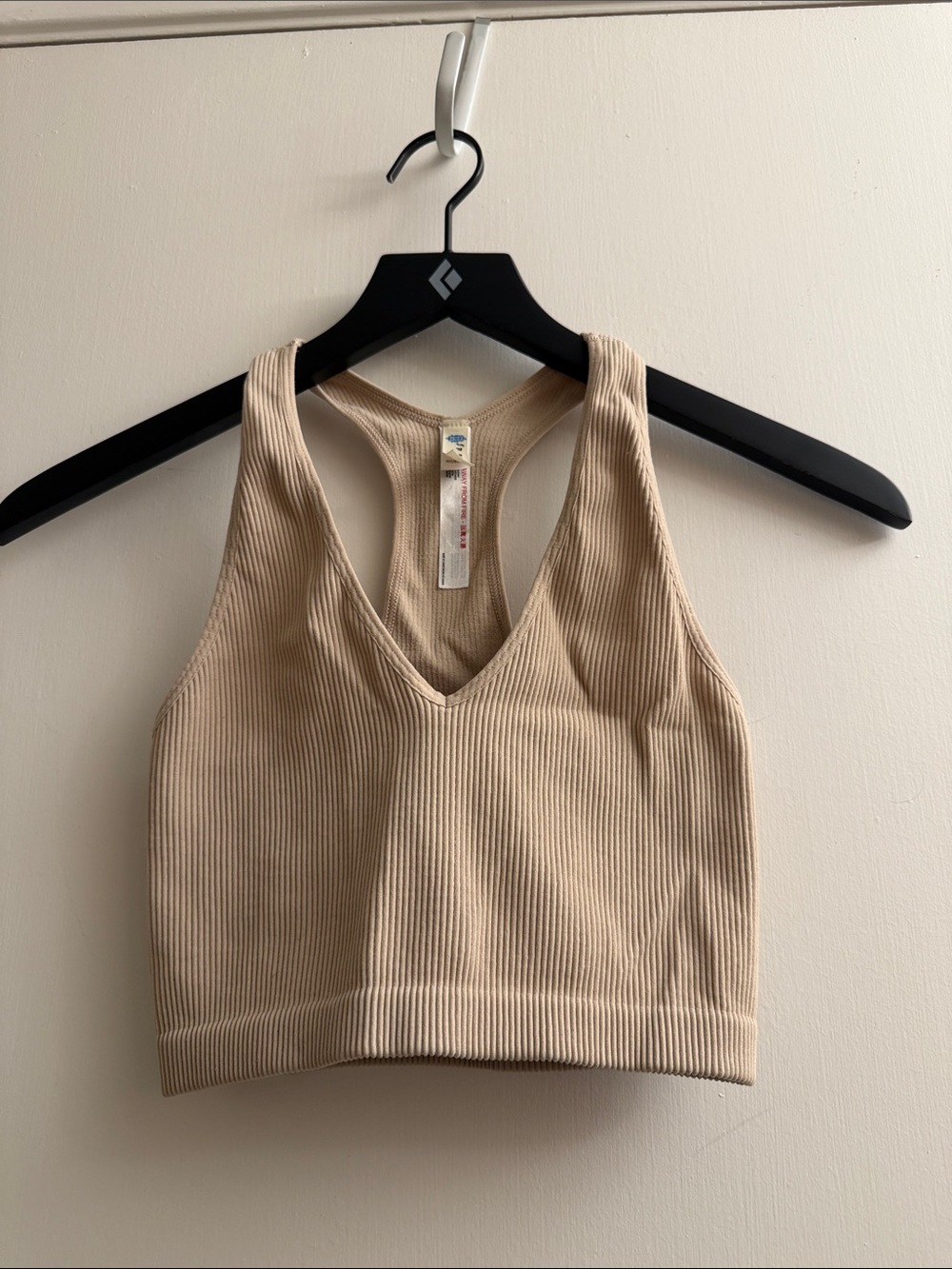 FP Movement by Free People Ribbed V-Neck Cropped Tank - Beige